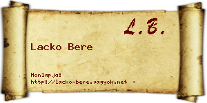 Lacko Bere névjegykártya